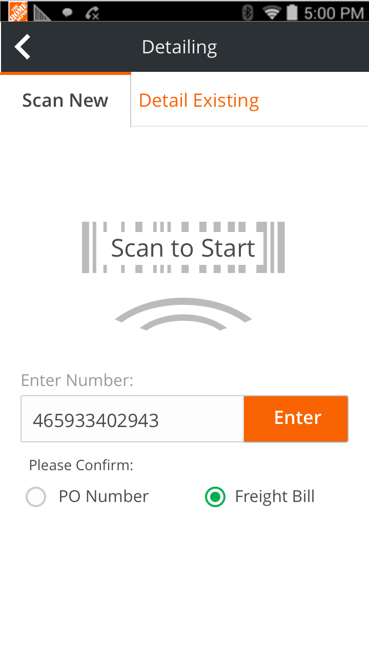 Store receiving mobile application